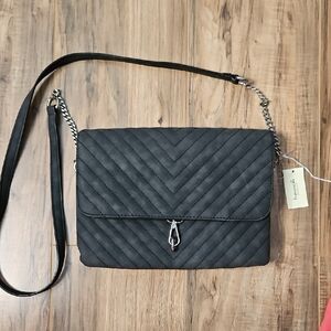 Francesca Collections Women's Black Quilted Shoulder Bag NWT